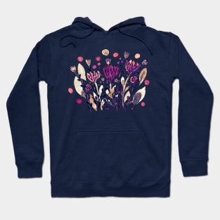 Watercolor whimsical flowers - burgundy Hoodie